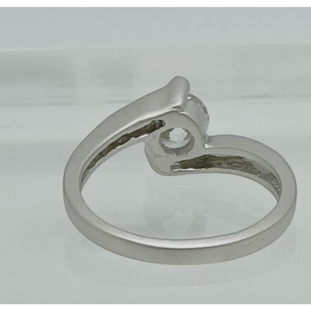 Vintage 1990's White Gold EP Split Band Satin Finish Solitaire Ring Size 10 - Picture 5 of 8